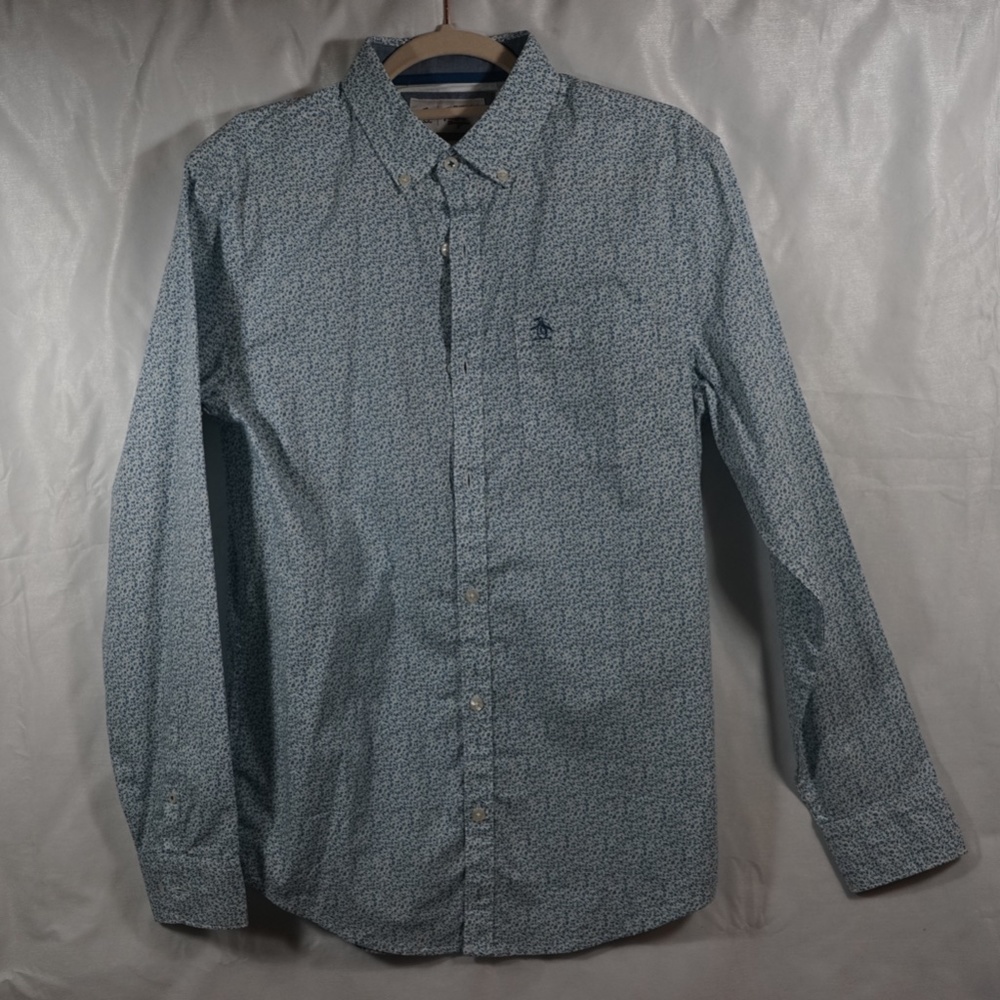 Original Penguin mens Long Sleeve Shirt, Mini Floral, Stretch Fabric ,  Zise L,